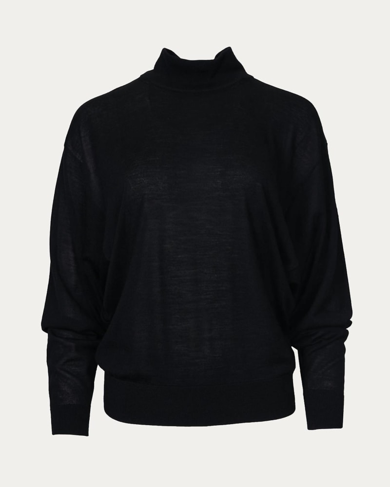 Front of a model wearing a size L Romea Sweater in Black in Black by IRO. | dia_product_style_image_id:343568